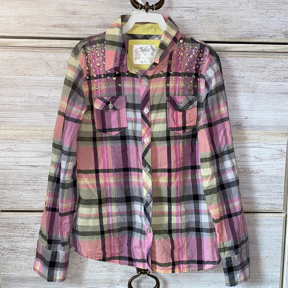Girls Plaid Button-Down Top
